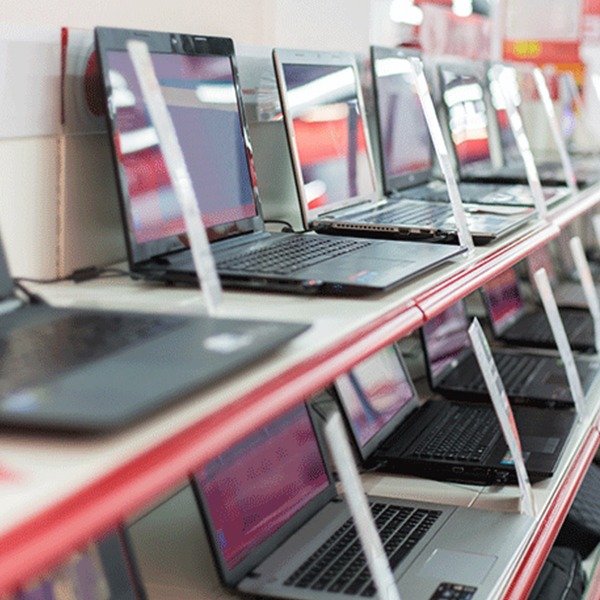 Electronic Store with rows of Computers