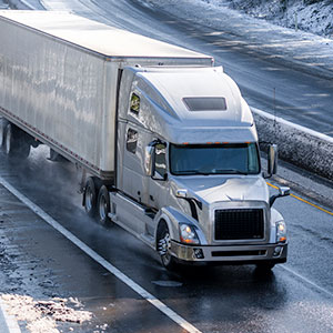 Semi Trailer Truck Driving on Road