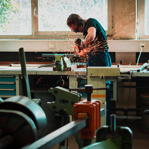 Worker in workshop