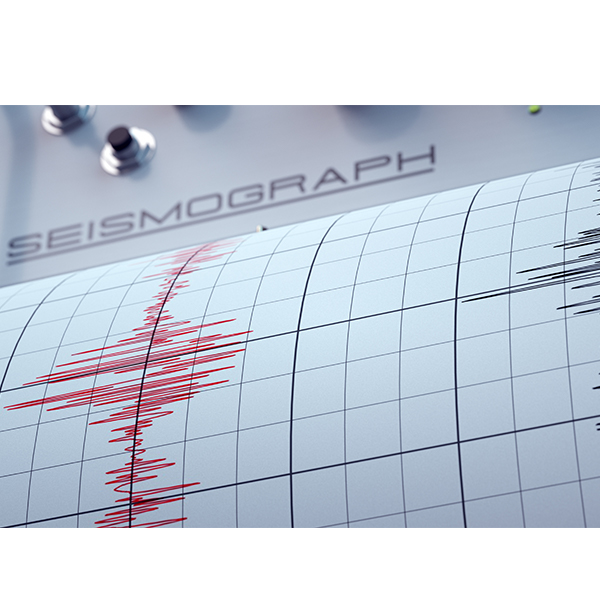 Seismograph paper showing earthquake