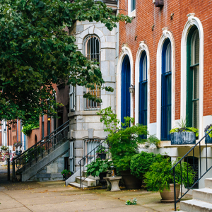 Township row of buildings