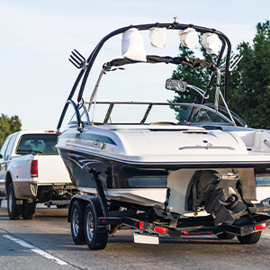 Pickup hauling a boat