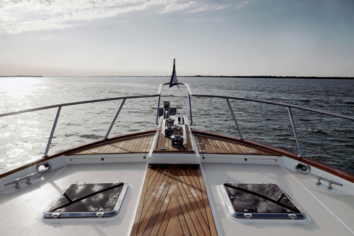 Bow of motoryacht at sea